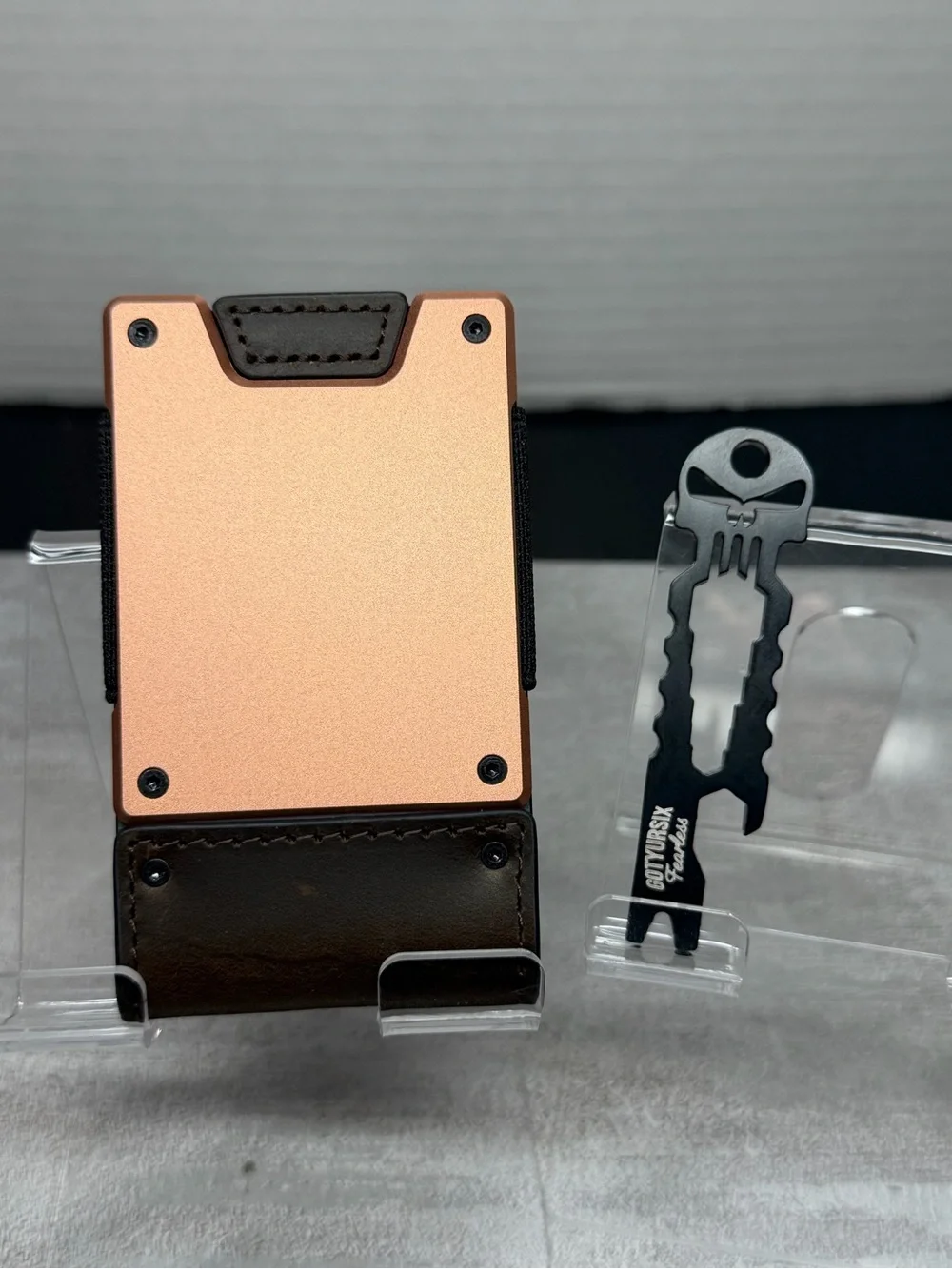 MENS WALLET METAL CARD HOLDER CASH STRAP MINIMALIST PULL TAB WALLET w/MULTI-TOOL